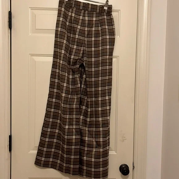 RSQ Womens Wide Leg Brown Plaid Pants/NWT/S - Picture 16 of 16